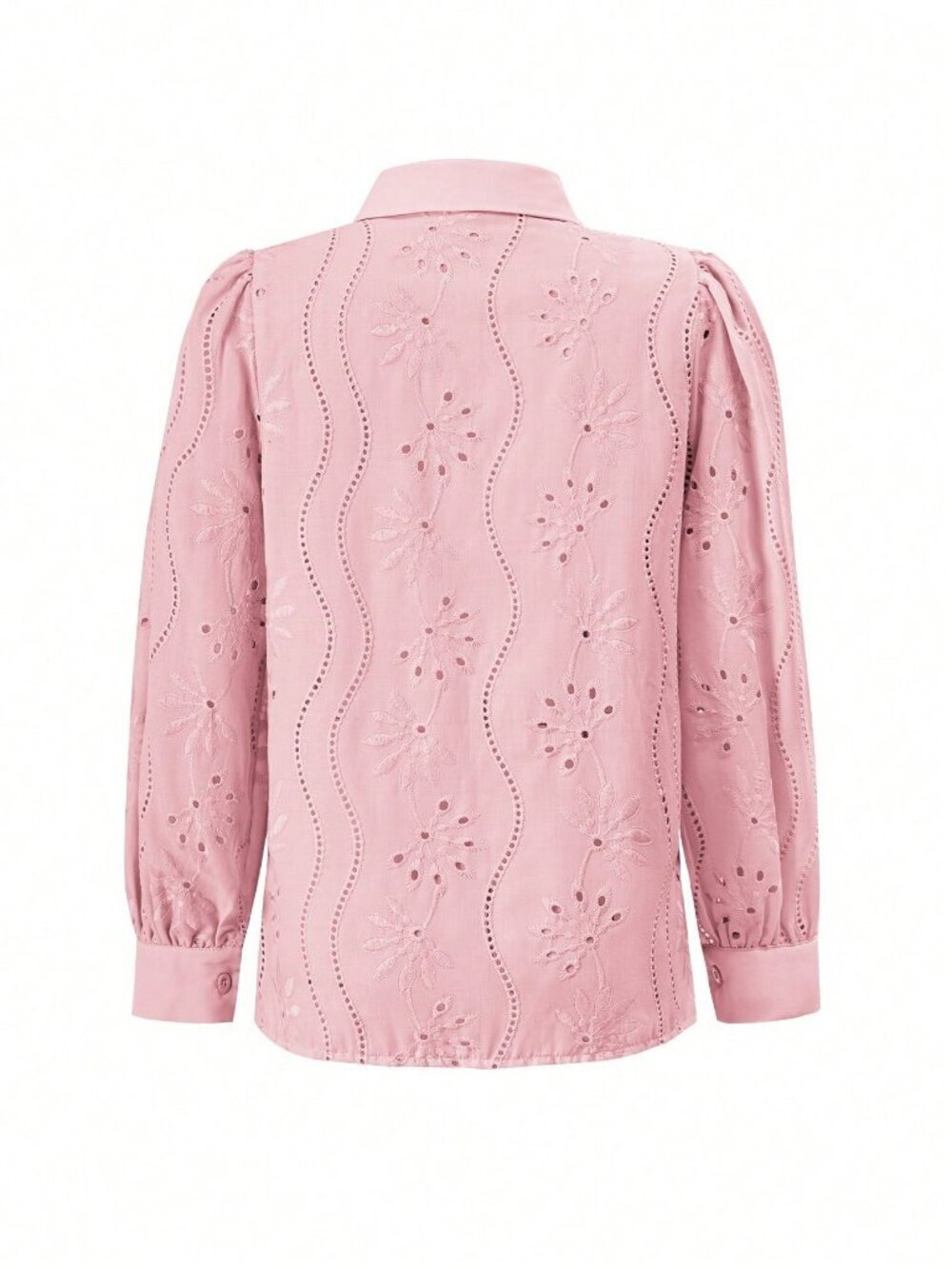 Pink Boho Women's Embroidered Hollow Out Embroidery Blouse - Picture 6 of 10